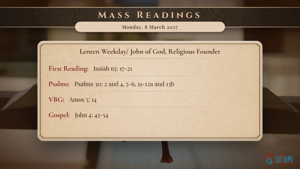 Daily Mass Readings Scripture Card – Monday, 8 March 2027