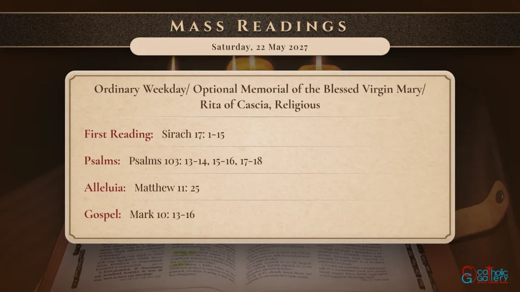 Daily Mass Readings Scripture Card – Saturday, 22 May 2027