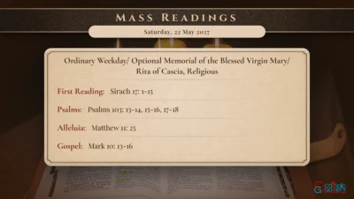 Daily Mass Readings – Saturday, 22 May 2027