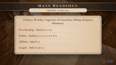 Daily Mass Readings – Thursday, 27 May 2027
