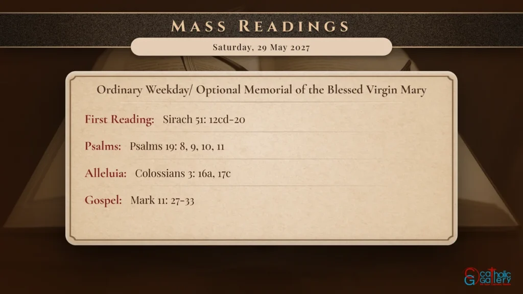 Daily Mass Readings Scripture Card – Saturday, 29 May 2027