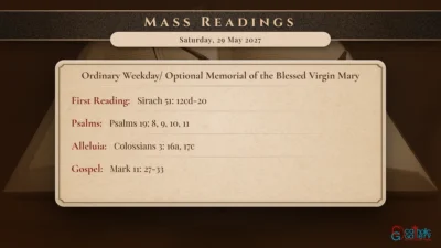 Daily Mass Readings – Saturday, 29 May 2027