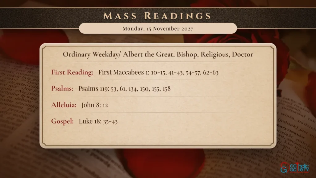 Daily Mass Readings Scripture Card – Monday, 15 November 2027