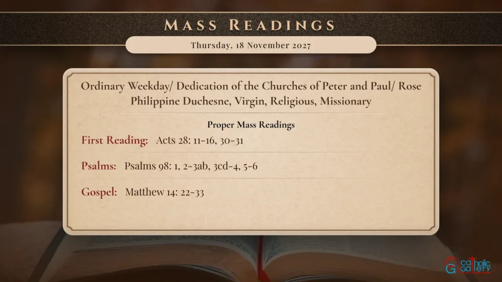 Daily Mass Readings Scripture Card – Thursday, 18 November 2027