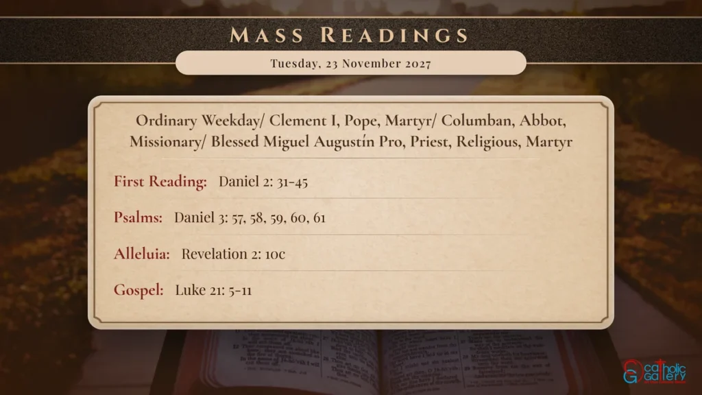 Daily Mass Readings Scripture Card – Tuesday, 23 November 2027