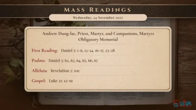Daily Mass Readings – Wednesday, 24 November 2027