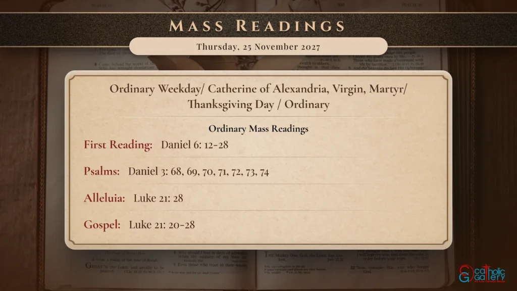 Daily Mass Readings Scripture Card – Thursday, 25 November 2027