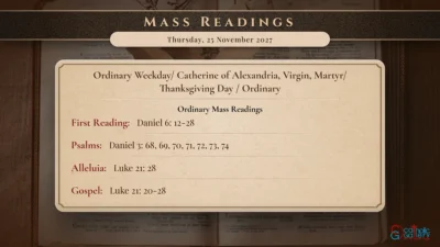 Daily Mass Readings – Thursday, 25 November 2027