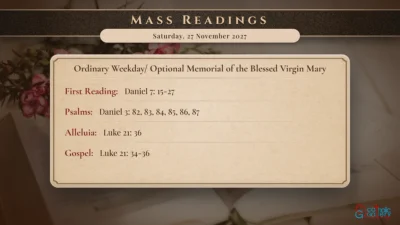 Daily Mass Readings – Saturday, 27 November 2027