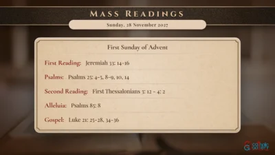 Daily Mass Readings – Sunday, 28 November 2027