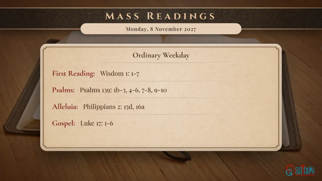 Daily Mass Readings Scripture Card – Monday, 8 November 2027