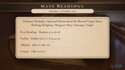 Daily Mass Readings – Saturday, 16 October 2027