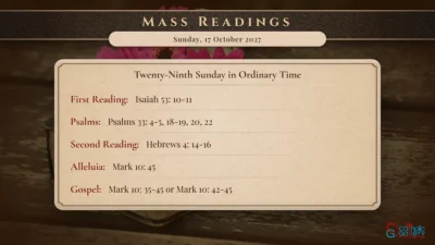 Daily Mass Readings – Sunday, 17 October 2027