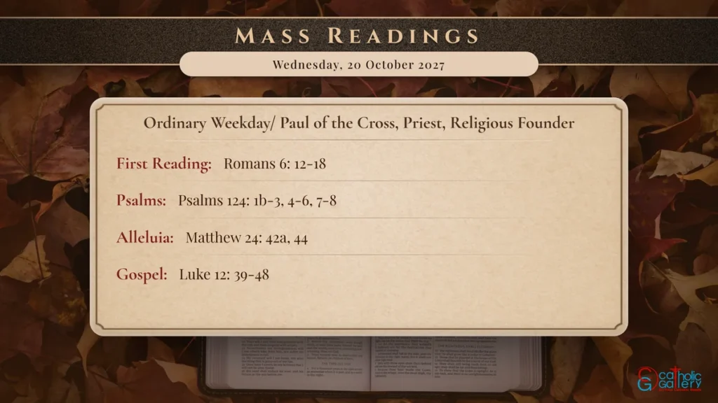 Daily Mass Readings Scripture Card – Wednesday, 20 October 2027