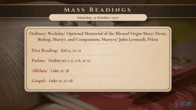 Daily Mass Readings – Saturday, 9 October 2027