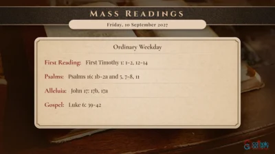 Daily Mass Readings – Friday, 10 September 2027