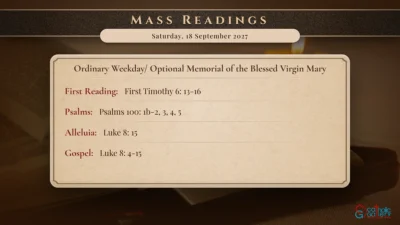 Daily Mass Readings – Saturday, 18 September 2027
