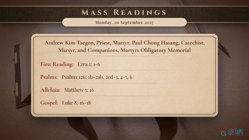 Daily Mass Readings Scripture Card – Monday, 20 September 2027