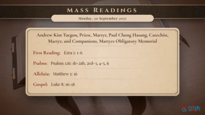 Daily Mass Readings – Monday, 20 September 2027