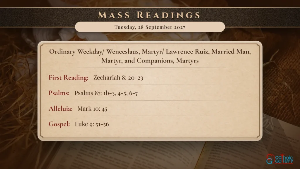 Daily Mass Readings Scripture Card – Tuesday, 28 September 2027