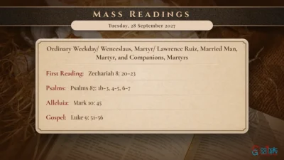 Daily Mass Readings – Tuesday, 28 September 2027