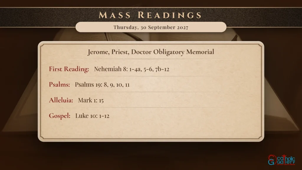 Daily Mass Readings Scripture Card – Thursday, 30 September 2027