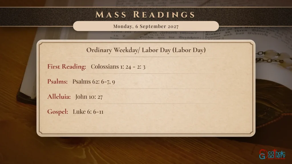 Daily Mass Readings Scripture Card – Monday, 6 September 2027