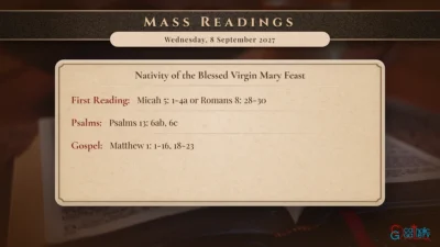 Daily Mass Readings – Wednesday, 8 September 2027