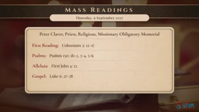 Daily Mass Readings – Thursday, 9 September 2027