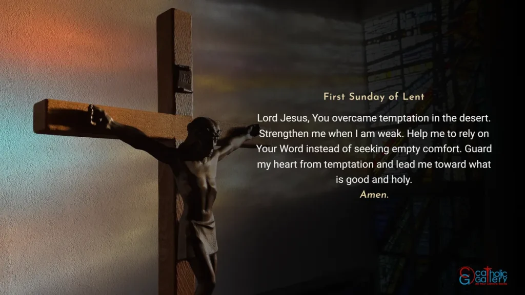 Lenten Preparation First Sunday of Lent devotional prayer image with cross background