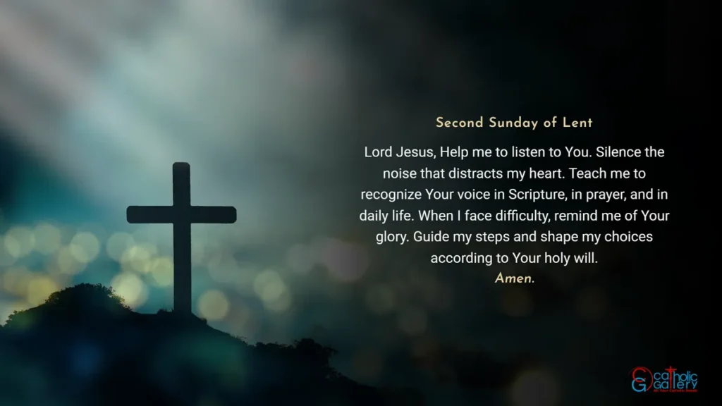 Lenten Preparation Second Sunday of Lent devotional prayer image with cross background
